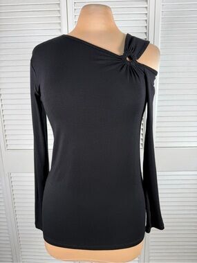 Milan Kiss Black One Shoulder Ring Detail Top NWT Size M